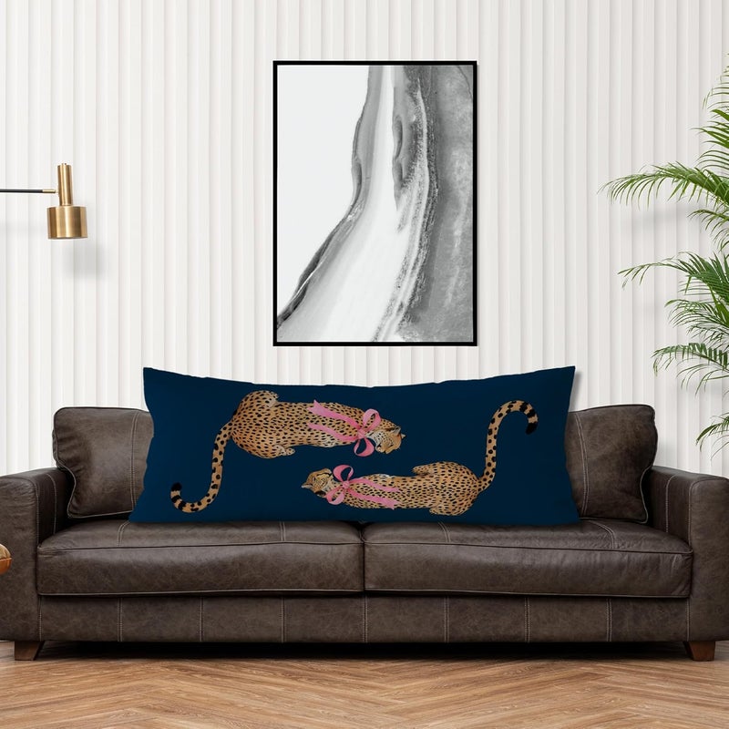 Exqcom Store Coquette Pink Bow Cheetah Body Pillow Covers 20x54, Leopard Print Room Decor, Trendy Navy Blue Cheetah Long Body Pillow Case Cover with Hidden Zipper for Women Adults Girls - Image 4